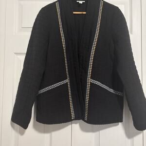 Womens Pure J Jill Black Embroidered Quilted Jacket Size Medium